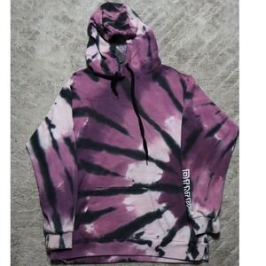 PINK Victoria Secret Tie Dye Hoodie Sweatshirt Purple Black White Size L